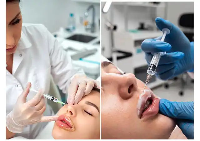 عکس واقعی از فرآیند تزریق برای نشان دادن محیط استریل و حرفه‌ای کلینیک